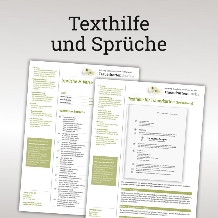 Grosse Auswahl an Textbeispielen und Spr&uuml;chen